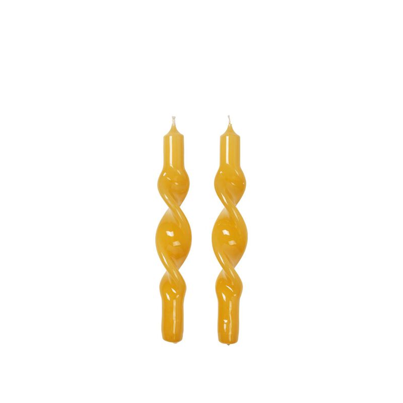 Broste Candle Twist Giftboxed Set Of 2 - Glossy Golden Yellow image number 0
